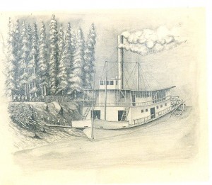 Fig. 12: Guy Kakarook, Untitled, loading firewood on paddle wheeler, n.d., 20.3 x 25.4 cm. National Anthropological Archives, Smithsonian Institution, MS 316,702. From Ray 2003, 23.
